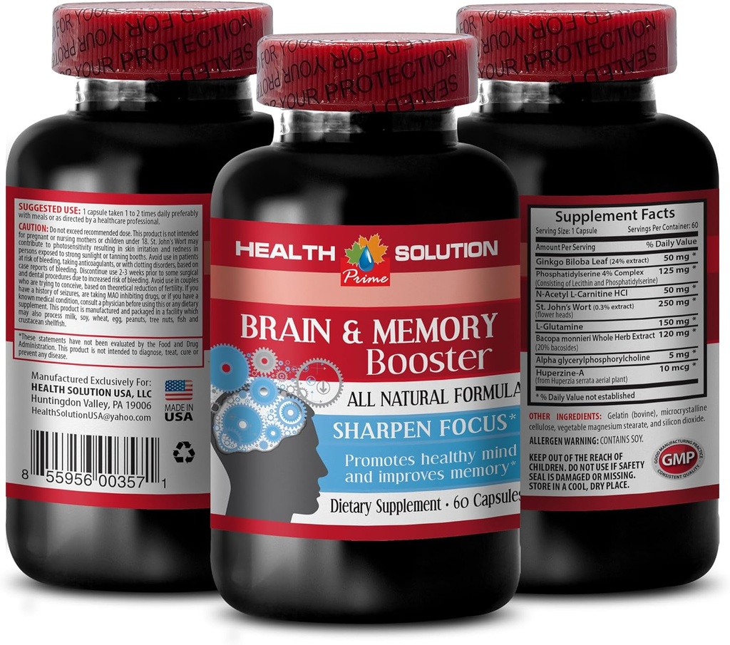Ginkgo biloba ekstrakt list - BRAIN IN MEMORY BOOSTER - izboljšanje - možganski spomin dopolnila - Ginkgo biloba ekstrakt, možganski dodatki za spomin in fokus, fokus in energijsko dopolnilo 1 Steklenica 60 Caps