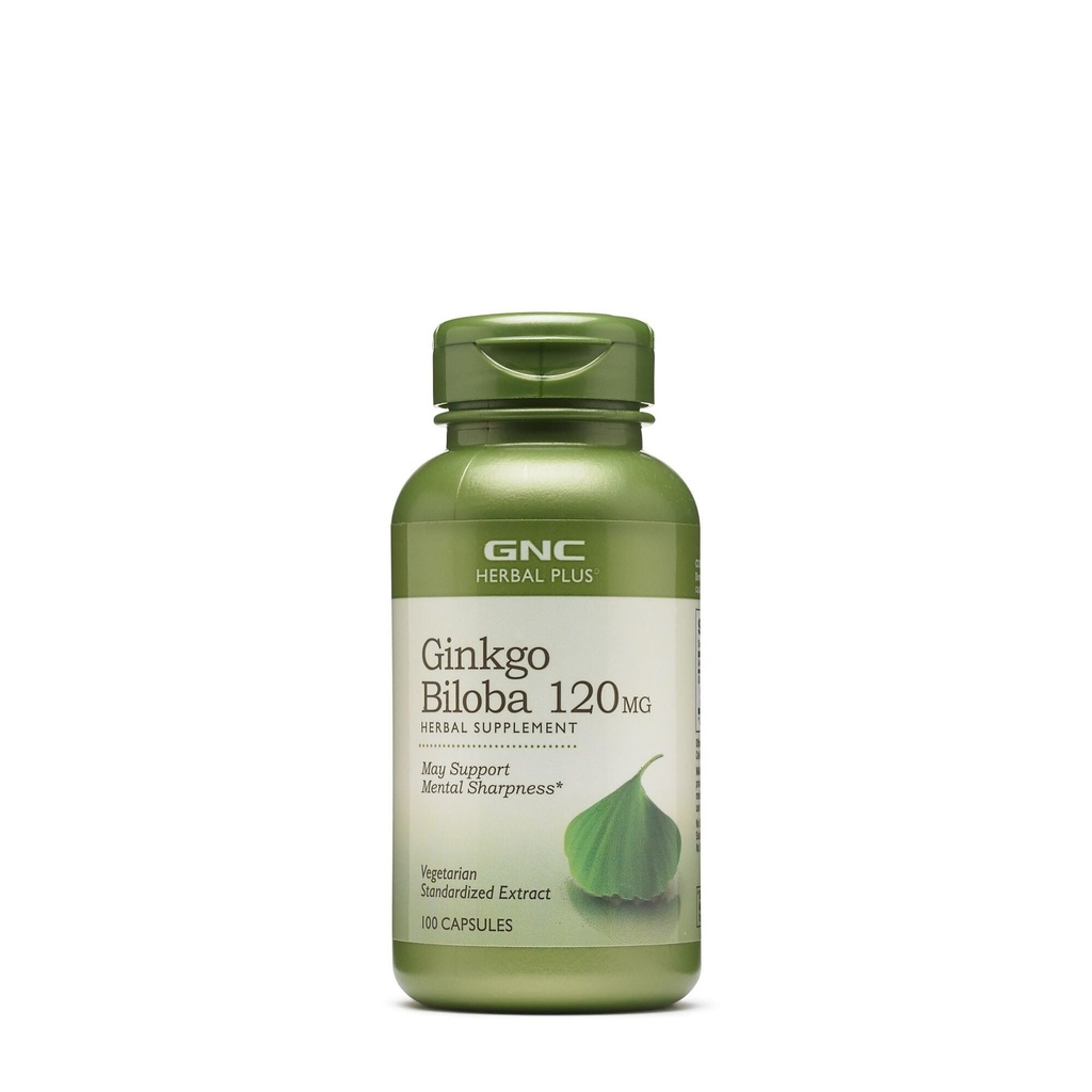 GNC Herbal Plus Ginkgo Biloba 120mg dodatek, vegetarijanec, podpira duševno ostrino, 100 Serving