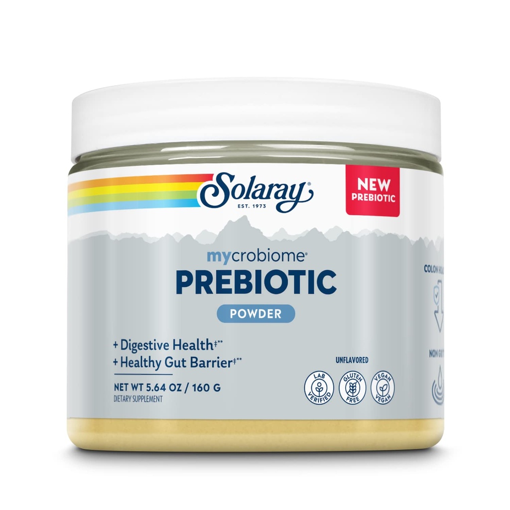 SOLARAY Mycrobiome Prebiotic Powder, Prebiotiki za ženske in moške, Pregestiv Prehranske dopolnila za zdravje Colon in Gut, Nehvaležnost, Easy-to-Mix, Ne-Bloating Formula, 20 Serving, 5.64 OZ