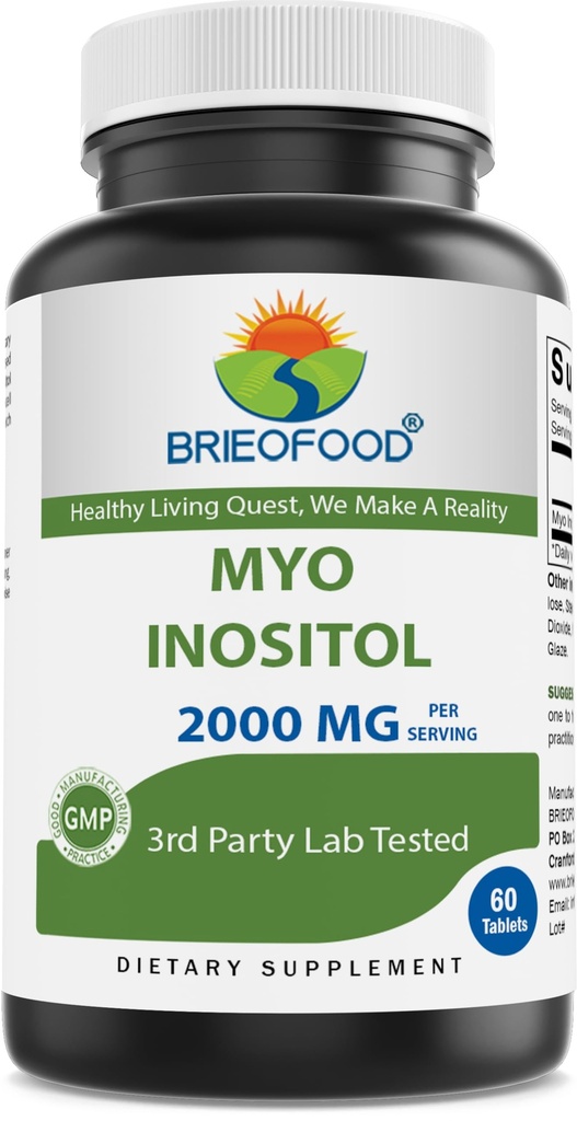 Brieofood Myo Inositol 2000 mg na odmerek - 60 tablet - 3. party Lab Tested