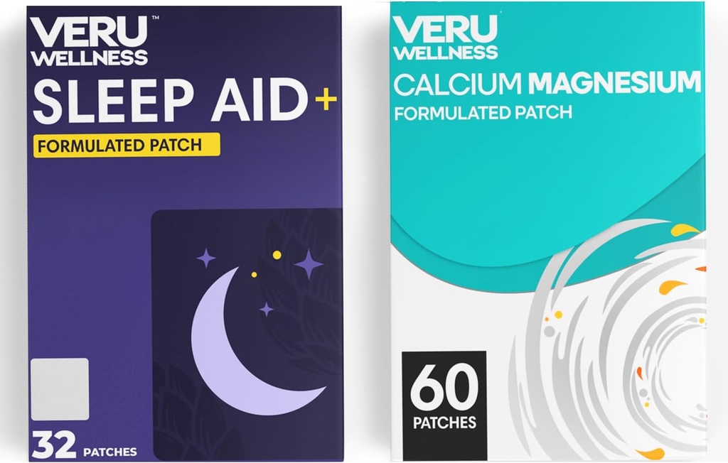 Veru Wellness Duo Lifestyle Patches - Melatonin, Magnezij - Self Adhesive Time Release Topical Patch, 8-10 Ure (32 Oskrba dan)