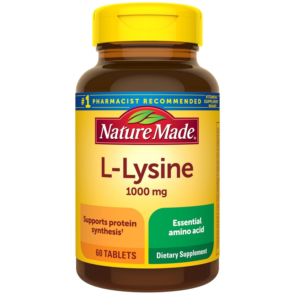 Narava narejen L-Lysine 1000 mg, prehranska dopolnila, 60 tablet, 60 dnevna zaloga