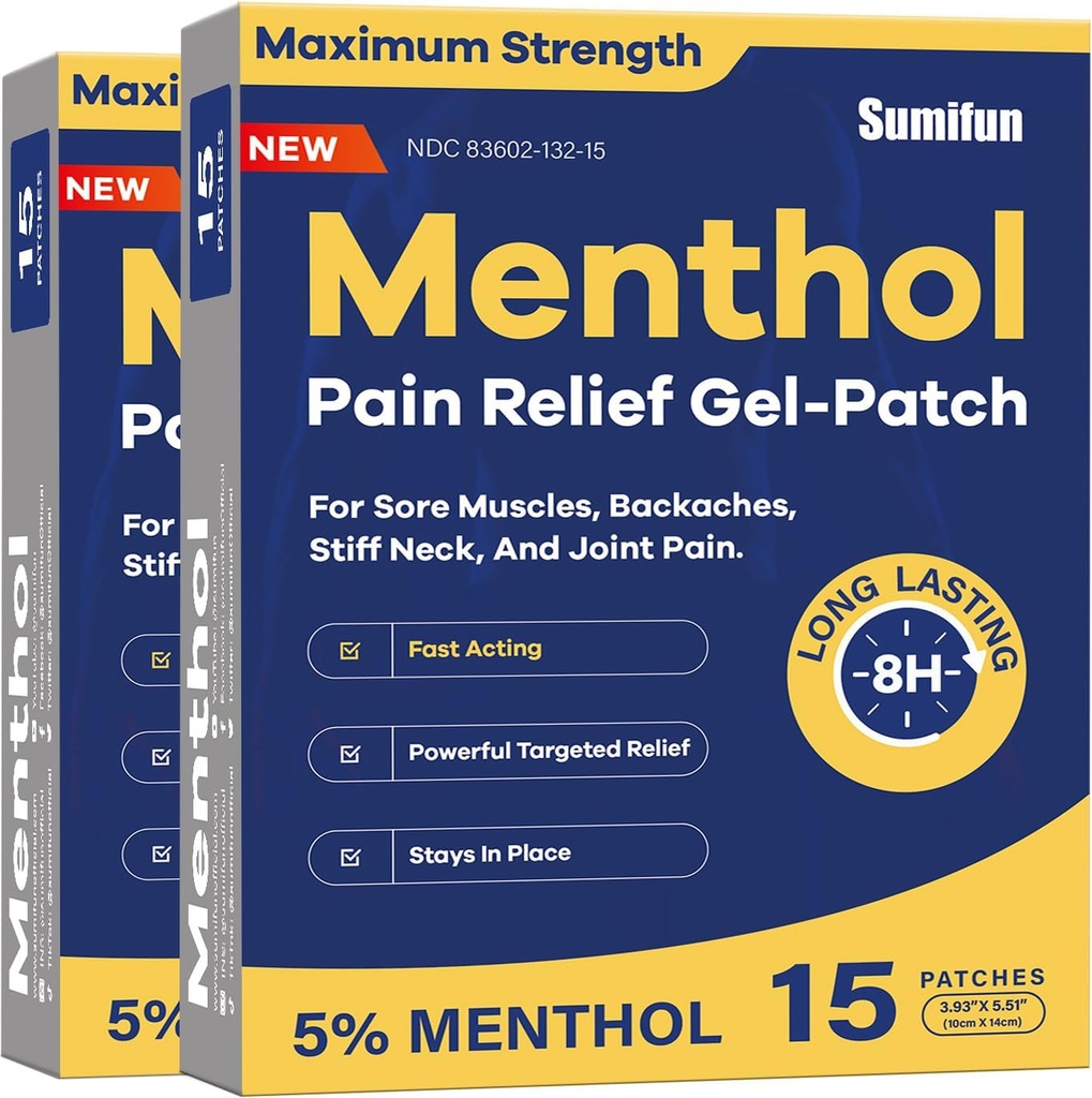 Sumifun Medicated Cold Hot Patchs - 30 Štetje 5% Mentol Dodatna moč Pain Relief Patches Močna ciljna olajšava za preproste hrbtenjače, bolečine v sklepih, Stiff vratu, bolečine v mišicah