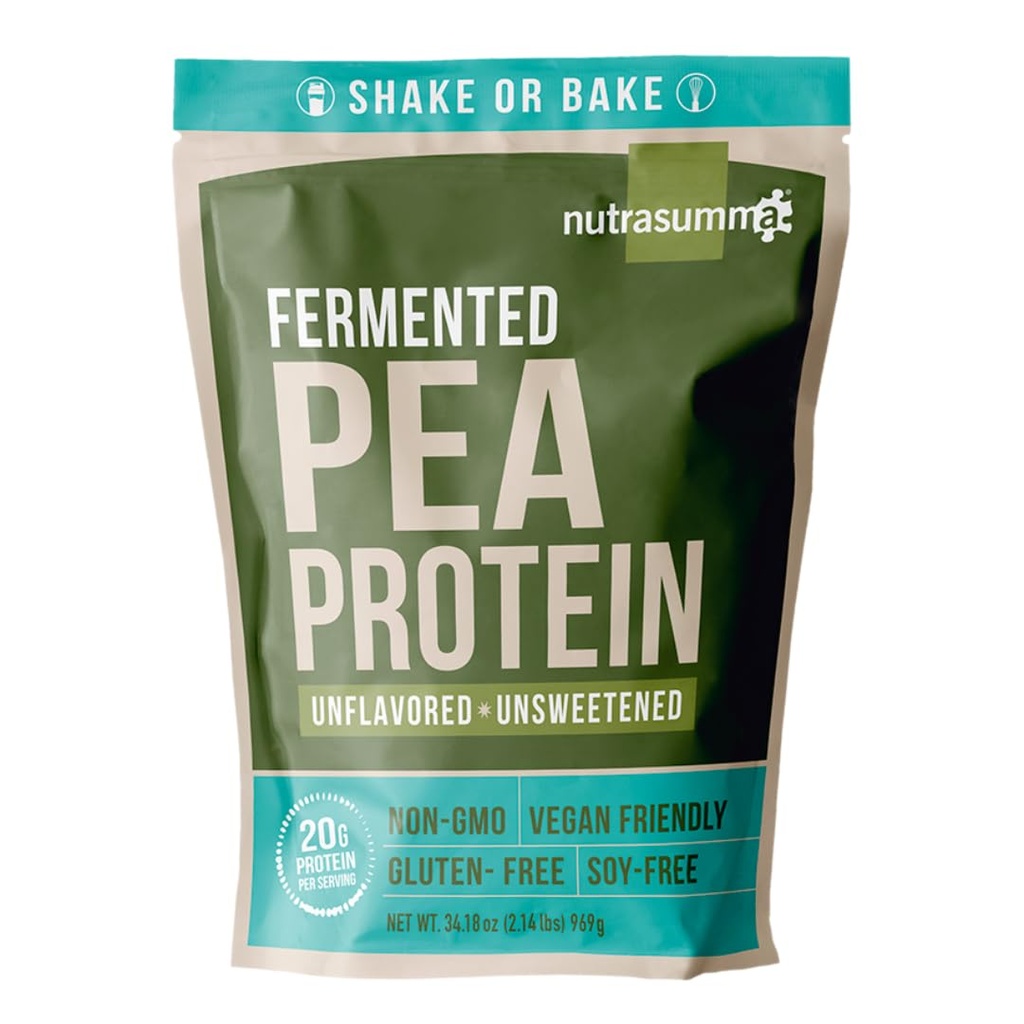 Nutrasumma Pea Beljakovine v prahu, nearomatiziran in nesladkan sladkor brez Vegana, 100 % na rastlinah, ne GSO, brez glutena in soje, 2,14 LB