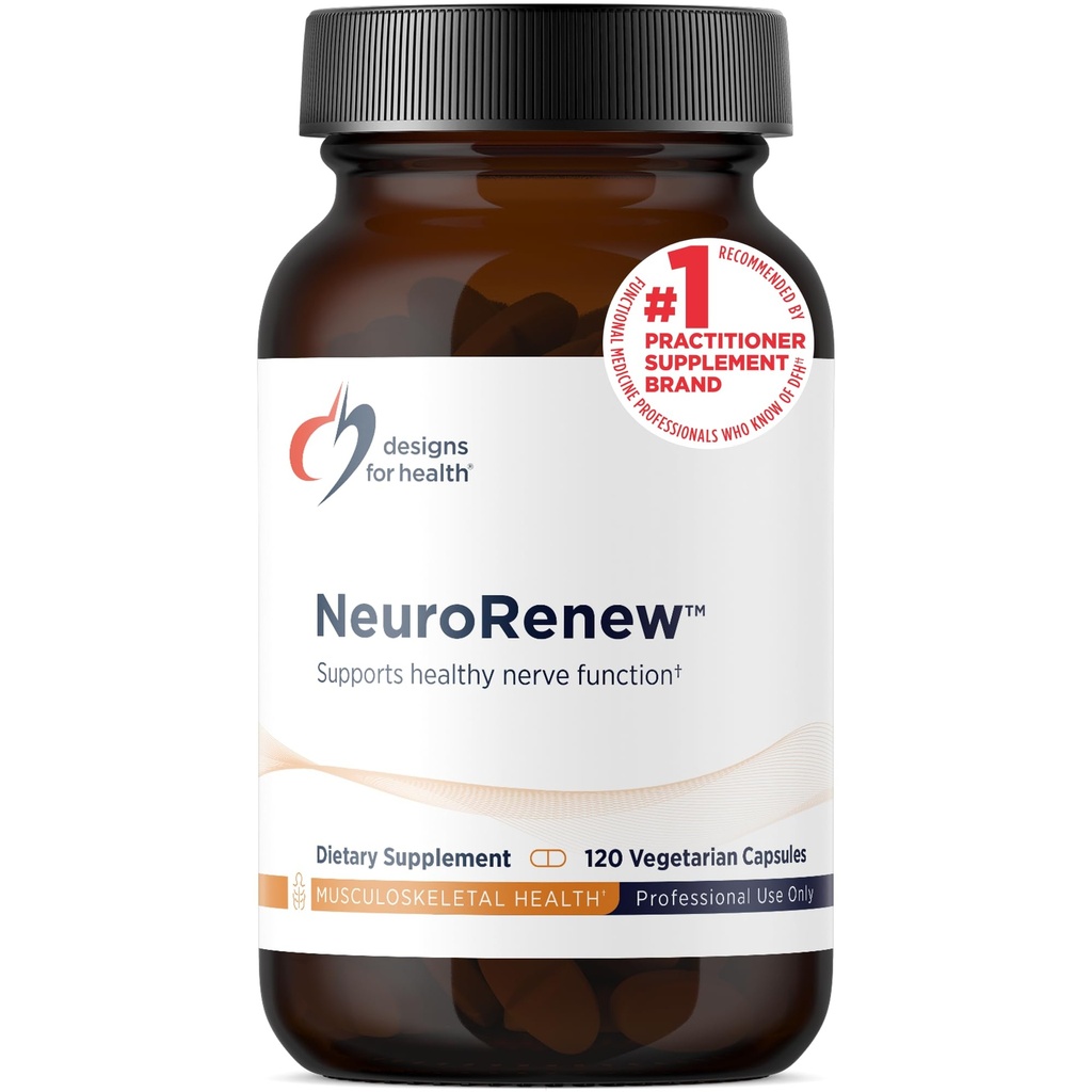 Designs for Health NeuroRenew - 5-MTHF z vitaminom B6 (p-5p), metil B12, acetil L-karnitin, B1 (benfotiamin) + Več - podpira zdravo funkcijo živcev - ne-GMO dodatek (120 kapsul)