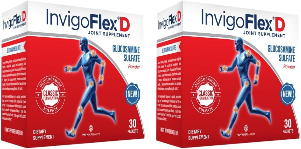 INVIGOFLEX 1500 mg glukozamin sulfata v prahu (klasična formulacija) - Premium skupni dodatek za kolena, roke, hrbet, in Hip podpora D: glukozamin sulfat, paketi - 60 paketov