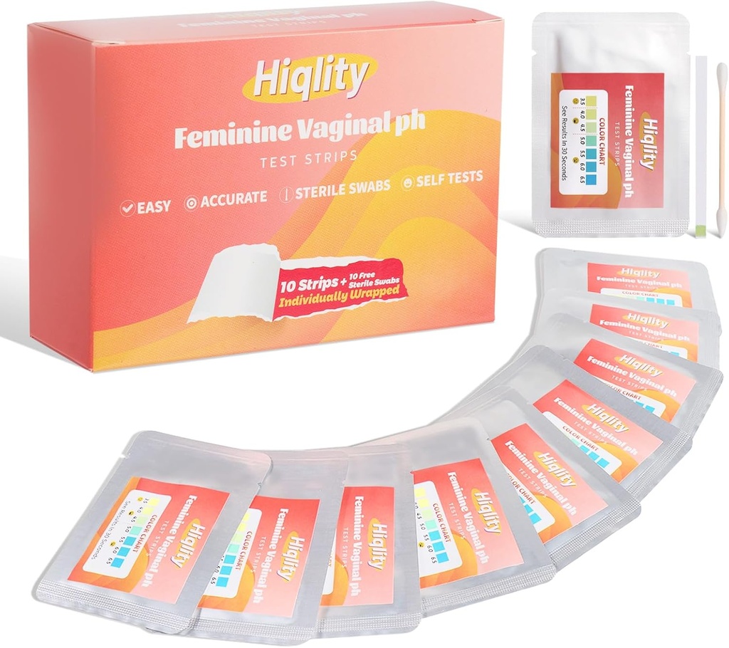 Vaginalni pH testni trakovi s sterilnimi krpicami, femininskim zdravjem Vaginalni pH testni trakovi Kompleti, Vaginalni PH Ravnotežje in Kvas Test okužbe, individualno pakirani BV testni trakovi za ženske, 10 Vrečke