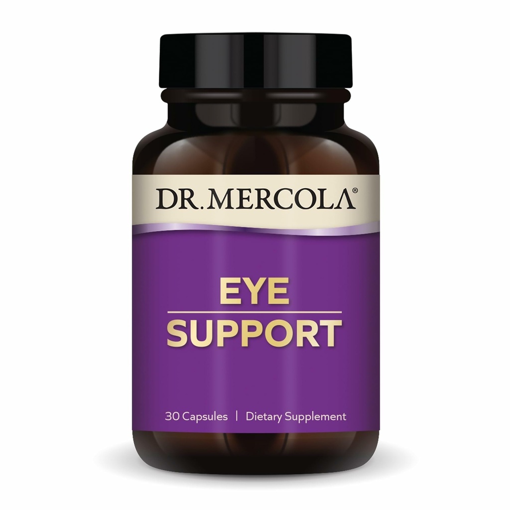 Dr. Mercola Eye Support - podpira zdravje oči in vida - z luteinom, Zeaksantinom, organskim astaksantinom in črnim ribezom - brez glutena in soje - 30 kapsul (30 servivov)