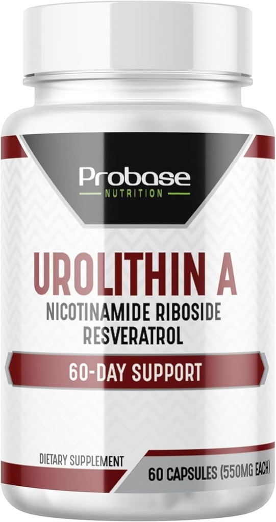 Probase Nutrition Urolithin A - [60-dnevna oskrba] - z dodanim NR in Resveratrol - alternativa NMN, NAD, CoQ10, PQQ za zdravo staranje