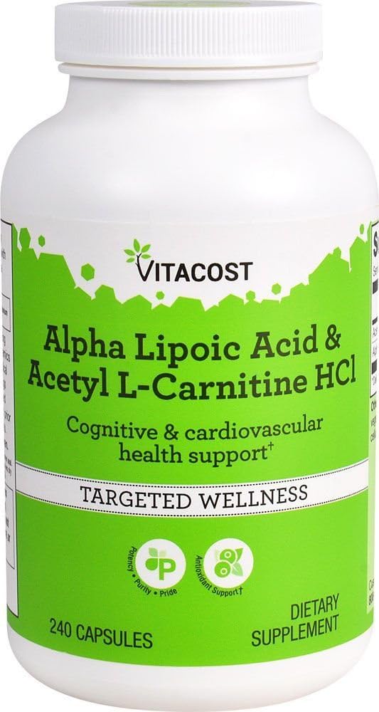 Vitacost Alfa lipoična kislina in acetil L-karnitin HCl - 700 mg - 240 kapsul