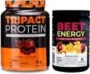 Nutrologija Beet Natural O2, Predworkout Powder, Passion Fruit Flavor (30 strežnikov) TRIPACT Protein Powder, 7-v-1 Zamenjava obroka Shake, Kremna čokoladna aroma (20 servingov)