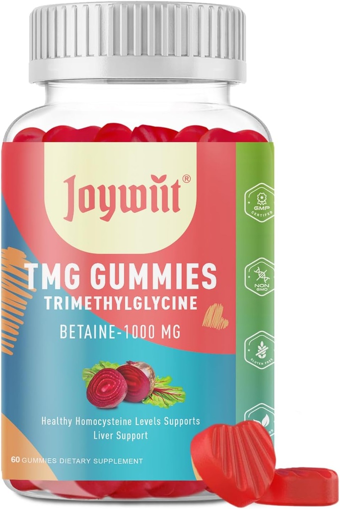 Tmg Trimetilglicin Gumies Dopolnila 1000mg Betain brezvodni Tmg Gumies, Homocistein ravni, energije, metilacija in imunske podpore, zdravje jeter, Gluten prost, 60 Ct
