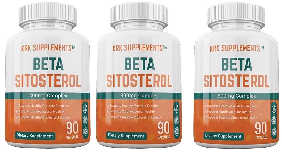 KRK SUPPLEMENTS 3 Bottles Beta Sitosterol 800mg Per Serving 270 Total Capsules Prostate Support