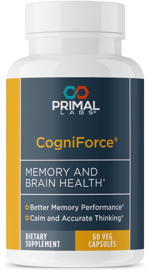 Primal Health CogniForce - Memory & Brain Health - Acetil L-Carnitine Formula - boljša kognitivna zmogljivost - Clariteta + Focus + boljši odpoklic + mirno razmišljanje - prehranska dopolnila - 60 kapsul
