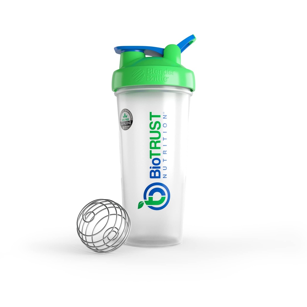BioTRUST BlenderBottle Classic Shaker steklenica, 28-ounce z zanko, Jasno/zeleno