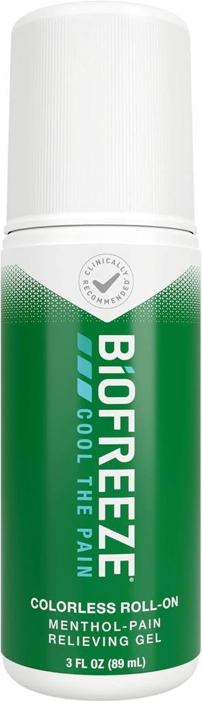 Biofreeze Roll On Pain Relief for Koleno, Neck, Hip, Joint, Rama, & Enostavno Backache, Artritis Pain Reliever, Cooling boleče mišice Relief, FSA upravičen, Mentol Gel 3 Fl Oz