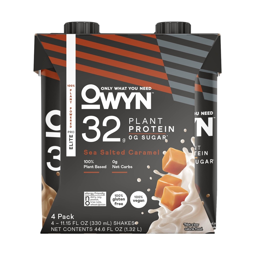 OWYN morska sol karamelna elitna rastlina Protein Shake 4pk, 11.15 FZ