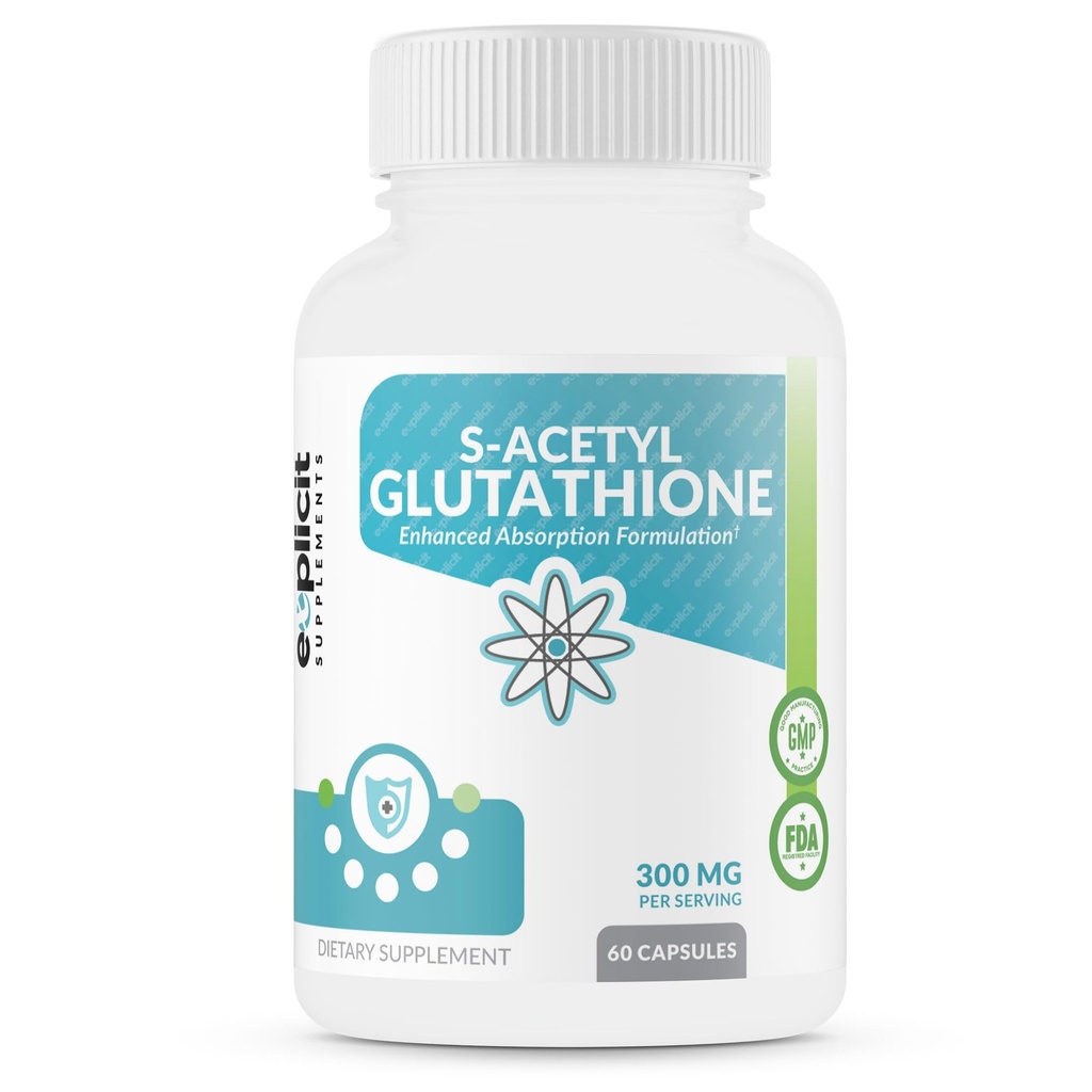 eXplicit dodatki S-acetil glutatione SAG 300mg na odmerek, kislo-odporne pokrovčke, izdelan v ZDA - 60 kapsul