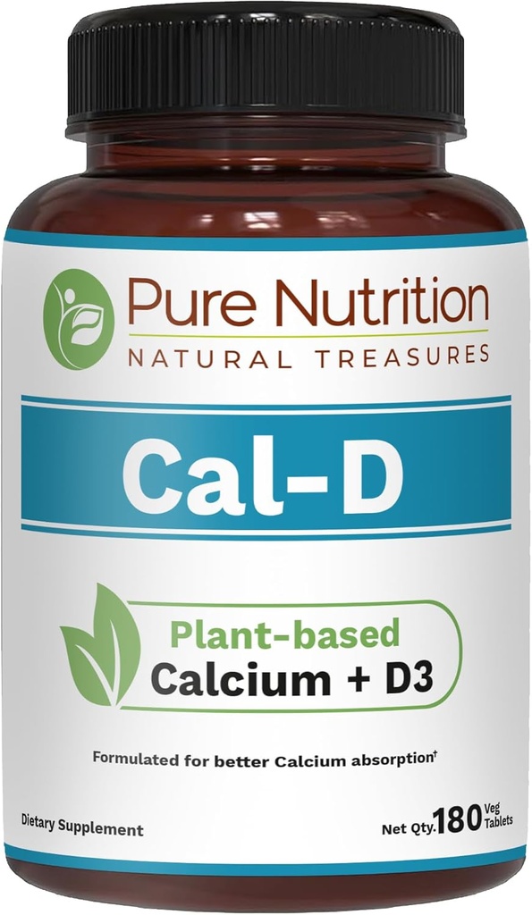 Pure Nutrition Cal D - Rastlinski bazi kalcij z VIT D3 K2 & Magnezij 