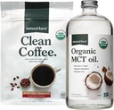 Naravna sila Ekološka čista kava + Organska MCT Oil Bundle – 100% Čista kokosova MCTs & Mold & Mycotoksin Free Coffee – Ne-GMO, Keto, Paleo in Vegan - 12 Oz Bag in 32 Oz Steklena steklenica