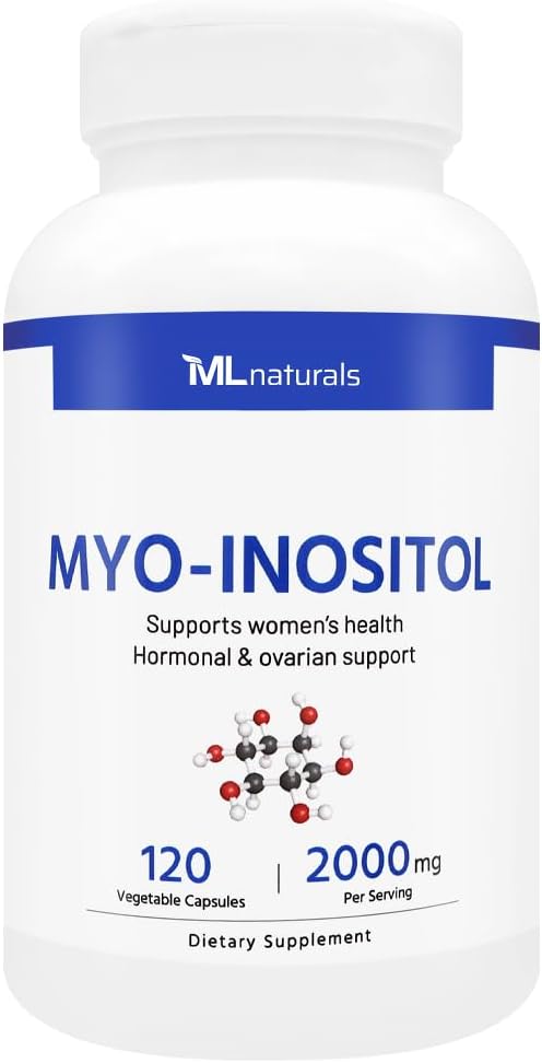 ML Naravne Myo-Inositol 2000 mg 120 zelenjavnih kapsul, certificiranih z NSF in cGMP