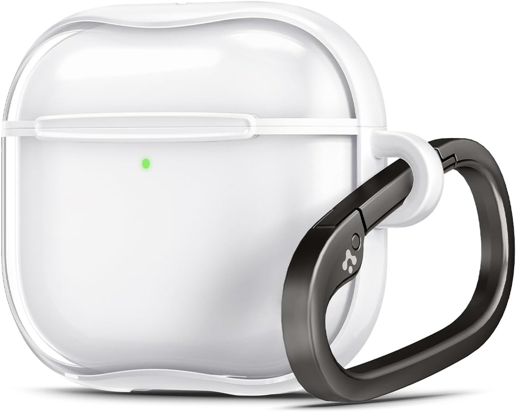 Spigen Ultra hibridni oblikovani AirPods 4 Primer (2024) Proti Yellowing Clear Cover z karabinerjem Key Chain - Jet White