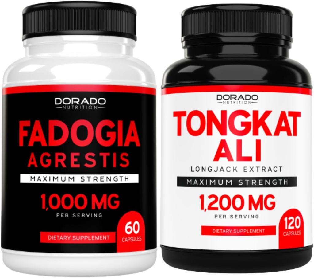 Fadogia Agressis Extract (60 Count) Največja moč za atletske zmogljivosti in mišične mase in Tongkat Ali Za moške (120 Kapsule) Longjack Tongkat Ali za zdravje in vitalnost podporo za moške - ZDA Made