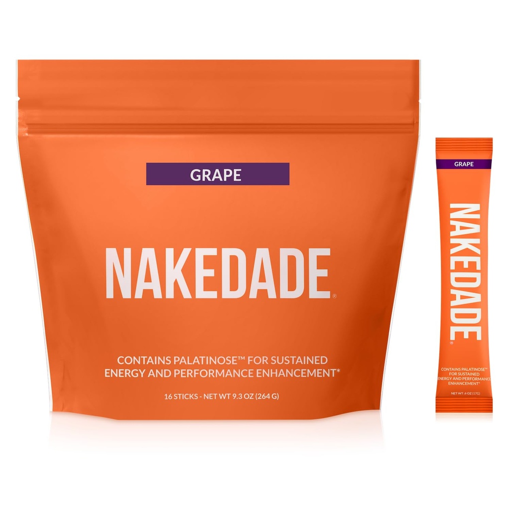 Nageade Grozdje – povečanje zmogljivosti Športni napitek v prahu - Elektrolit v prahu – Brez GSO ali umetnih sladil, Gluten-free, Soy-free, Dairy-free – 16 palic