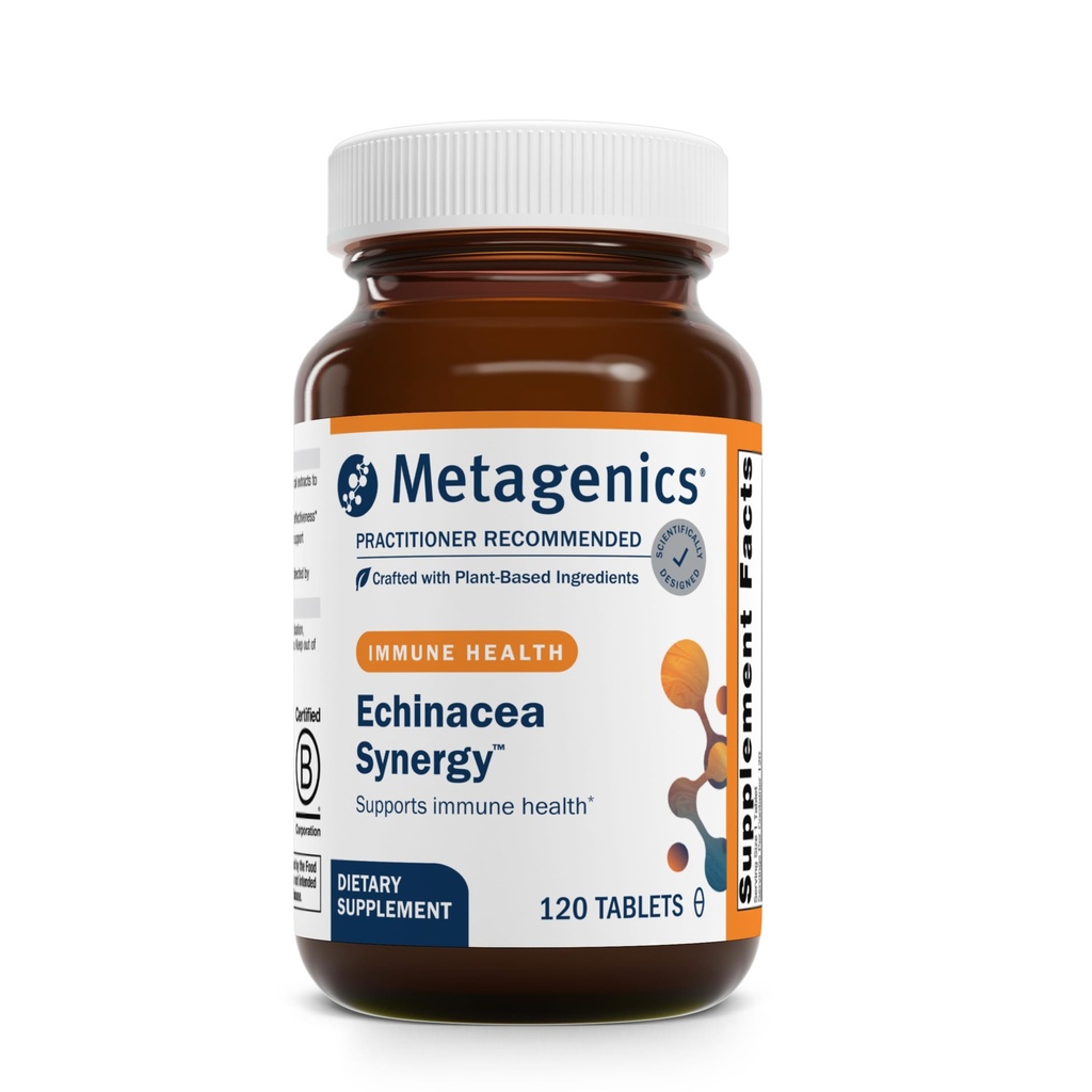 Metagenike Echinacea Synergy - Herbal Immune Support with Echinacea, Perilla Seme, Licorice, Ginger & Vitamin C - Podpira Respiratorna in alergija Relief - Vegetarian - cGMP Certified - 120 tablet