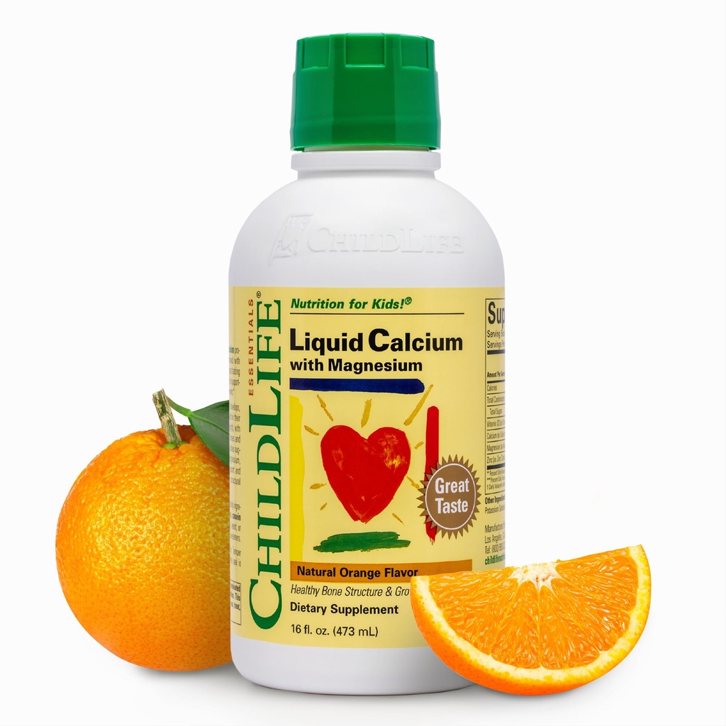 CHILDLIFE ESSENTIALS Tekoči kalcij dodatek za otroke - Baby Calcium z magnezijem, cink, in vitamin D3 - Oranžna aroma, 16 fl oz (1 pakiranje)