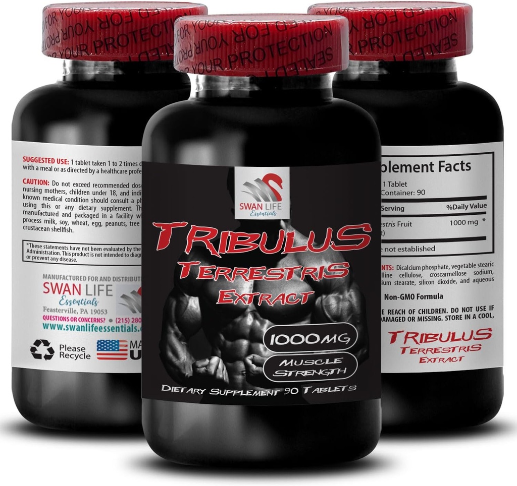 Natural Stamina Boost - TRIBULUS TERRESTIS Extract - Podpora moči in dejavnosti, Energija Optimizacija Formula, Rastlinska moč, Telesna zmogljivost Mešanica, Aktivna regeneracija, Energijski pretok 1Bot 90Tabs
