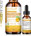 Magnezijeve tekoče kapljice - visoka absorpcija 5-v-1 Magnezijev kompleks dodatek z magnezijevim glicinatom, malatom, citratom, tauratom - za kosti, mišice, živci in energijo - Vegan, sladkor brez, 2 Fl.oz