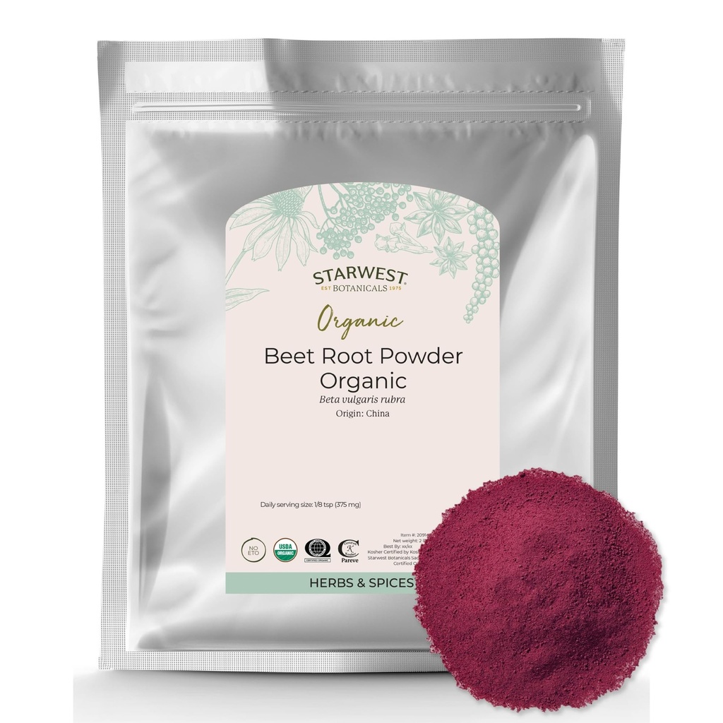 Starwest Botanicals Organic Beet Root Powder za moške in ženske - uporaba za sok, Smoothies, & Tea, Natural Energy Support, Ground Beet Root, Certified Kosher, Non-GMO - Bulk 2 lb Bag