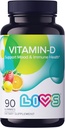 LIVS Vitamin D3 Gummies 2000 i.e. za ženske in moške – Veganski vitamin D3 dodatek za podporo kosti, zob in imunskega sistema – žvečljivi vitamin D Gummies z naravno limonino Berry & org aroma – 90 Ct
