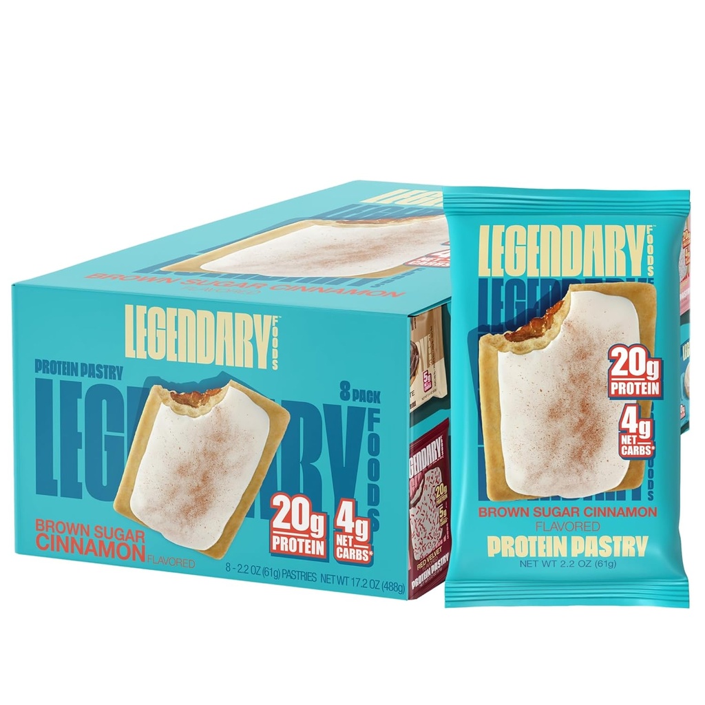 Legendarna živila 20gr Beljakovinska peciva 9-Pack Bundle - Nizka Carb Okusna Beljakovinska Bar Cedric Keto prijazno, Brez sladkorja dodanih visokoproteinski zajtrk Prigrizki, Gluten Free Keto Hrana - Brown Sugar Cinamon