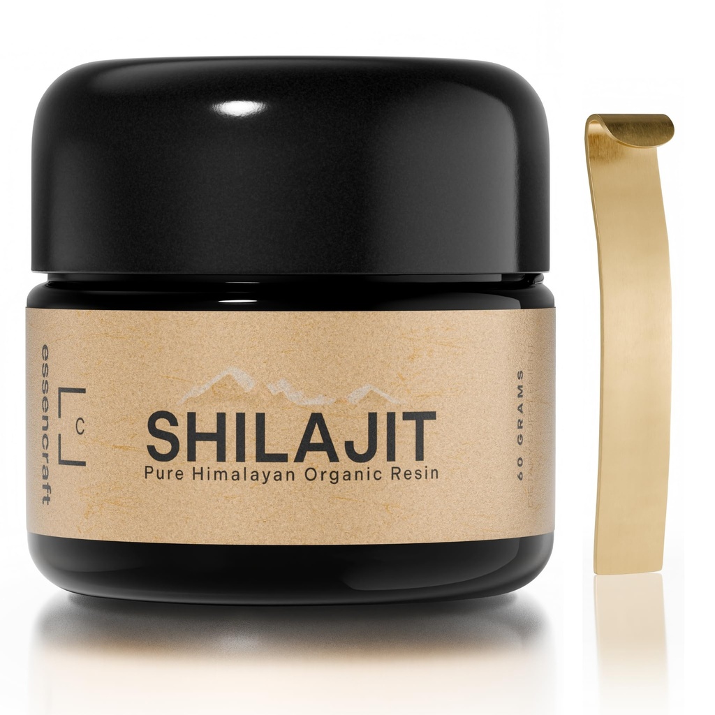 Organski himalajski shilajit Resin - 500mg Max Potency, Lab Tested Pure Shilajit za moške in ženske, 85+ Trace Minerals Fulvic Acid, Imunska podpora, Energija in kognitivna zmogljivost, 4 Mesec dobave, 60g