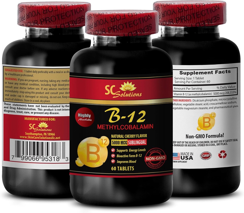 metilkobalamin folna kislina - METHILKOBALAMIN VITAMIN B-12 5000 - energijska dopolnila za moške nad 50, energijska dopolnila za najstnike, vzdržljivost in vzdržljivost, imunski poživitveni, vitamin b 12 - 1 steklenica 60 Tab