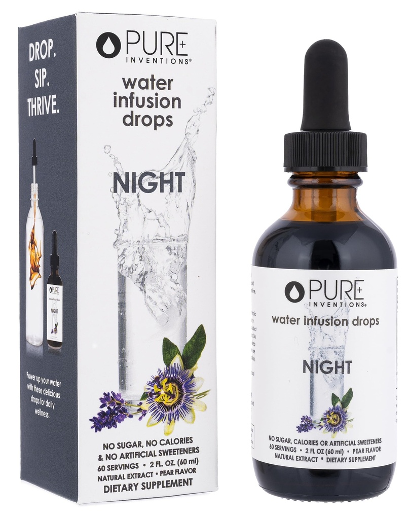 Čisti izumi Noč - Pear arome vode Infusion kapljice - Brez sladkorja, kalorij, ali umetnih sladil - 60 Servisi - 2oz