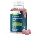 Viteey kalcij magnezijev cink Gumiji z vitaminom D3 - Podpira zdravje kosti, živcev in imunske funkcije - kalcij magnezijev cink D3 za odrasle & najstniki - GSO brezplačno - Žvečljiva malina okusno Gummy