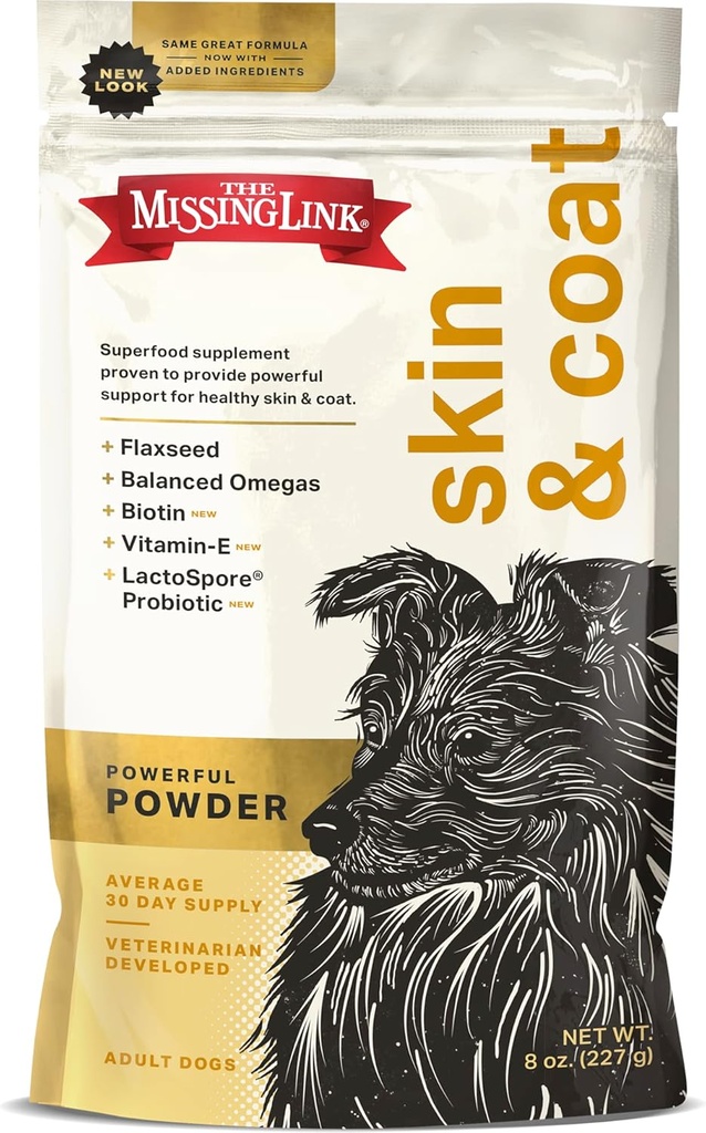Manjka povezava - Original All Natural Superfood Dog dodatek- Uravnotežena Omega 3 & 6 za podporo zdravo kožo & Coat – Skin & Coat Formula – 8oz