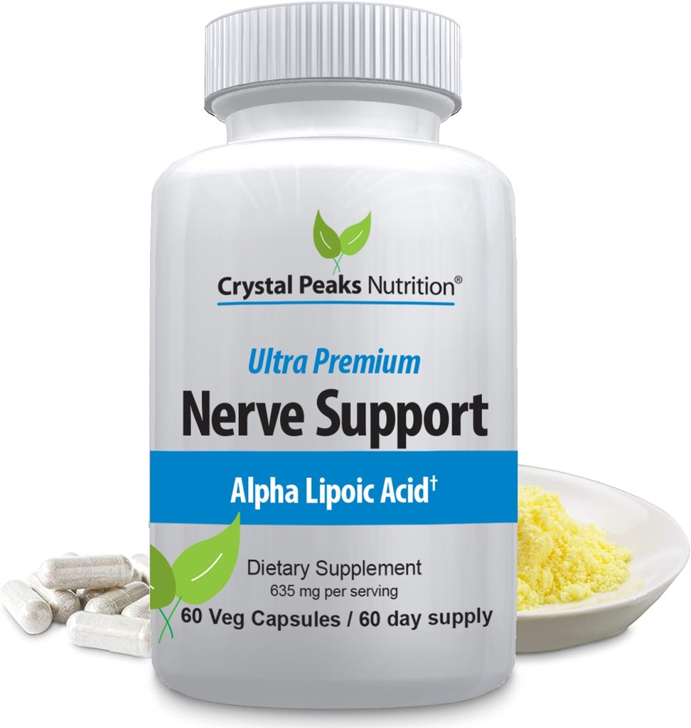 Živčna podpora - Naravni vitamini z 650mg non-GMO ALA Alpha Lipoic Acid – Premium Nerve Support Supplement - Roke in noge - Tingling, Numbness - 60 Veggie kapsule