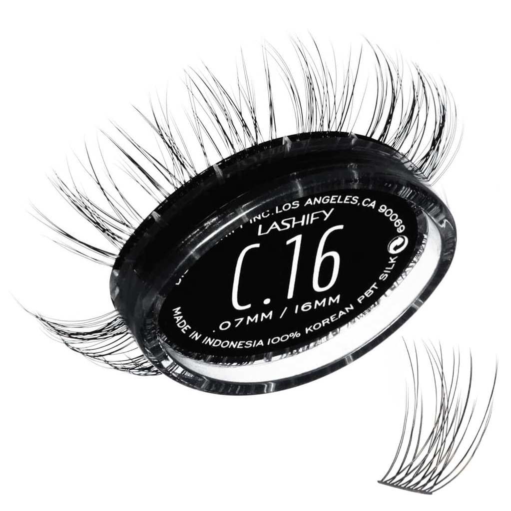 Lashify Curl 16mm Gossamer trepalnice razširitve ponovno polnjenje, črna, DIY lažne las za naravni videz