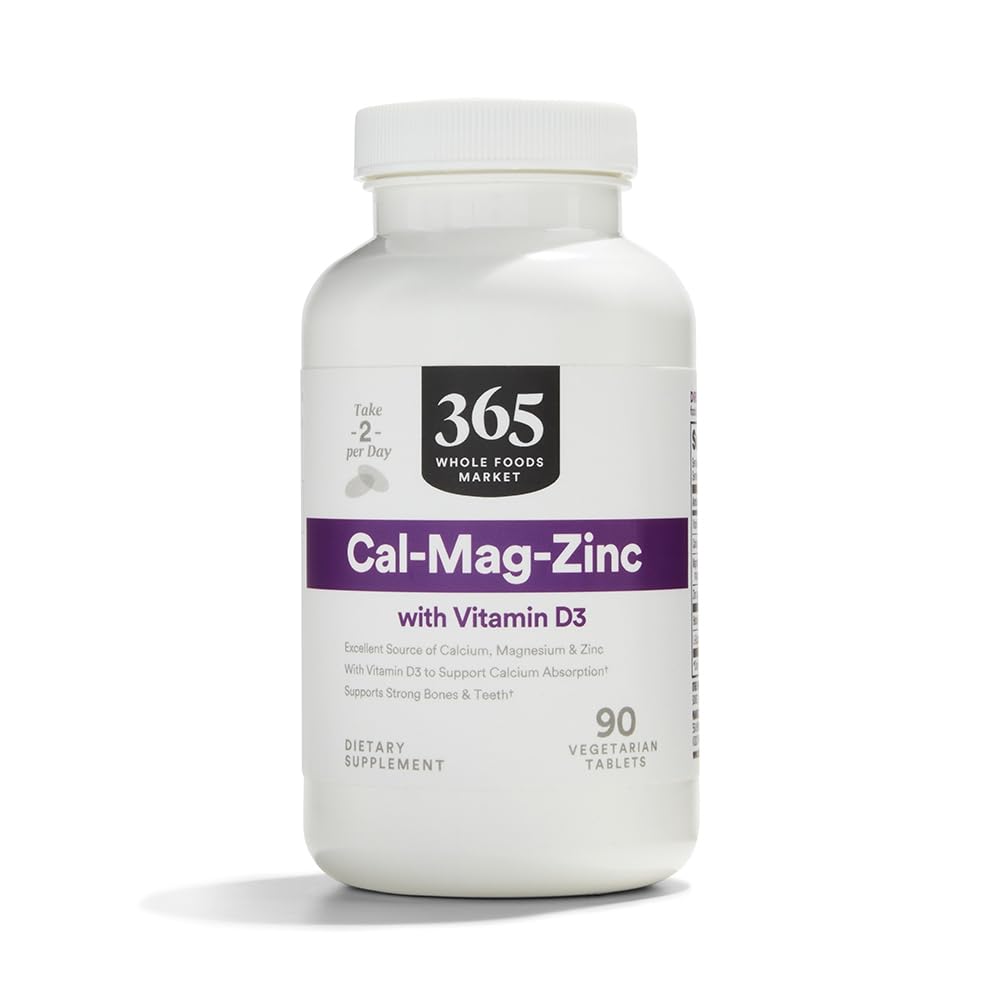 365 po celotnem trgu živil, Cal-Mag-Zinc z vitaminom D3, vegetarijanec, 90 Štetje