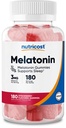 Nutricost Melatonin 3mg, 180 Gummies, Jagoda aromatizirana - Gluten prost, Non-GMO, No Corn Syrup