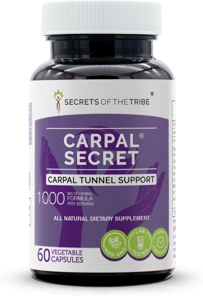 Skrivnosti Tribe - Carpal Secret, Carpal Tunel Support, Zeliščna dopolnilna mešanica (60 kapsul)