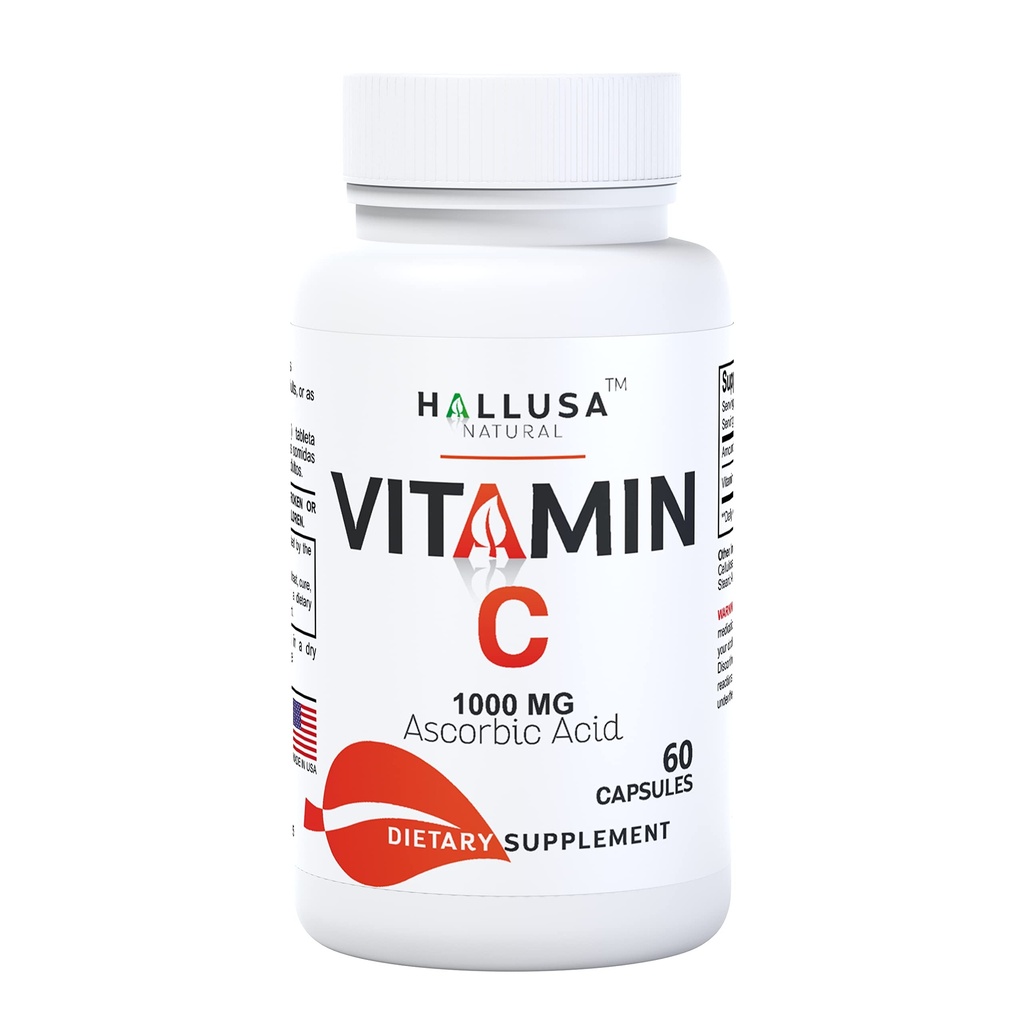 Hallusa Natural - Vitamin C – Antioksidant in imunske podpore - 60 kapsul – 60 dnevna zaloga