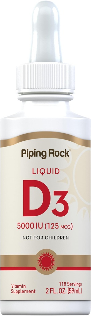 Piping Rock Vitamin D3 Tekoči 5000 i.e. (125 μg) 