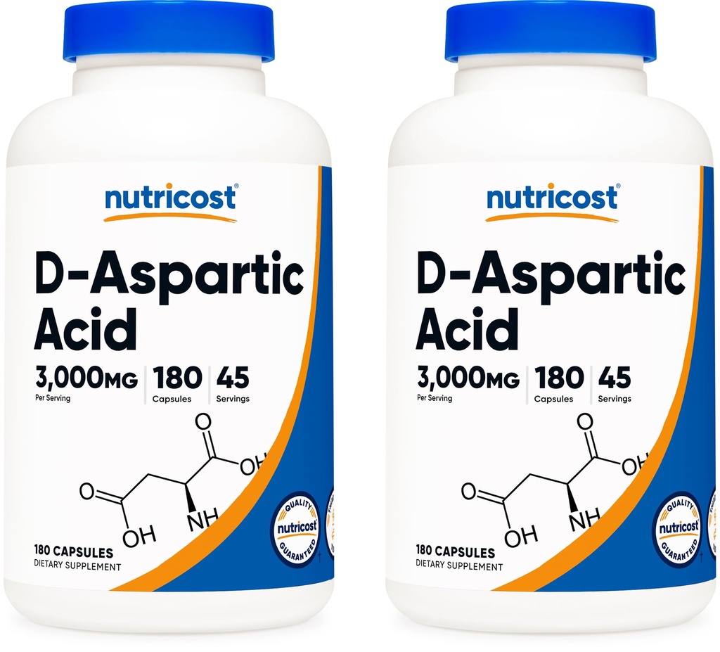 Nutricost kapsule D-aspartinske kisline (180 kapsul) (2 steklenici)