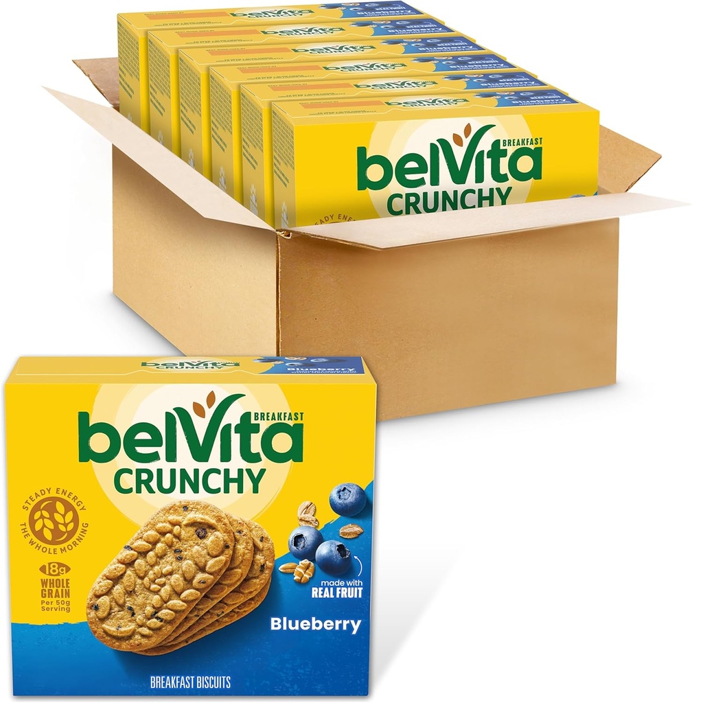 belVita Breakfast Bars Piškoti, borovnica, 30 skupnih pakiranj, 6 zabojev (4 piškoti na paket)