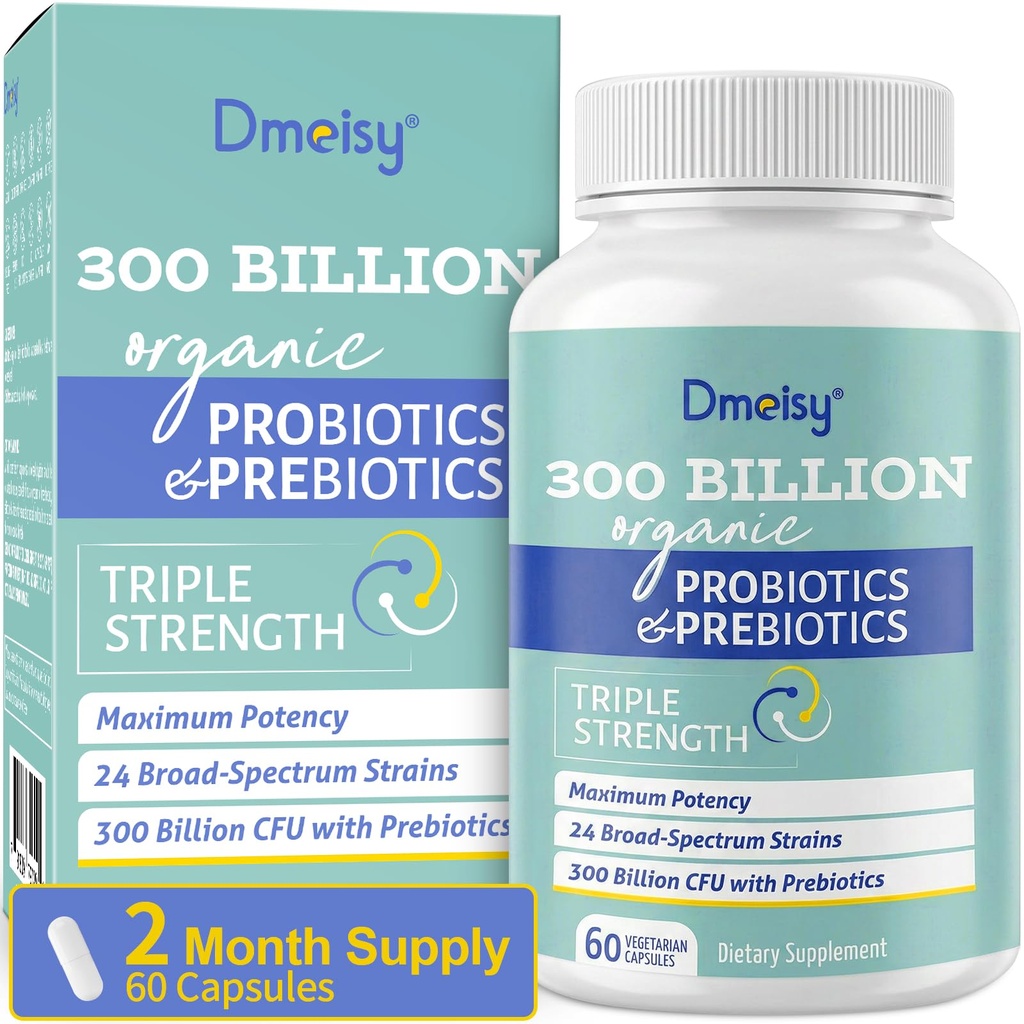 Probiotiki za ženske in moške, 300 milijard CFU 24 Sevi Probiotiki + 15 Organic Herbs Prebiotiki Mešanica, Rokavice Stable Gut Health Supplement za digestiv Imune & Cele-Body zdravje, 2 Mesec oskrbe